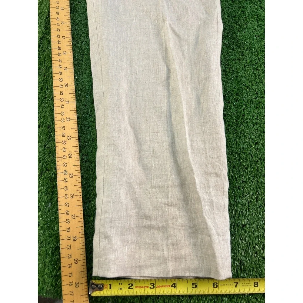 H&M Mens 38R Slim Fit 100% Linen Trousers Beige Oatmeal Summer Dress Pants 38x30